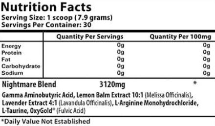 Ingredients for Insane Labz Nightmare
